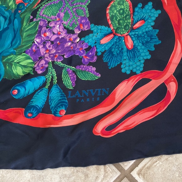 Lanvin Paris Silk Floral Scarf 🧣 - Picture 2 of 5